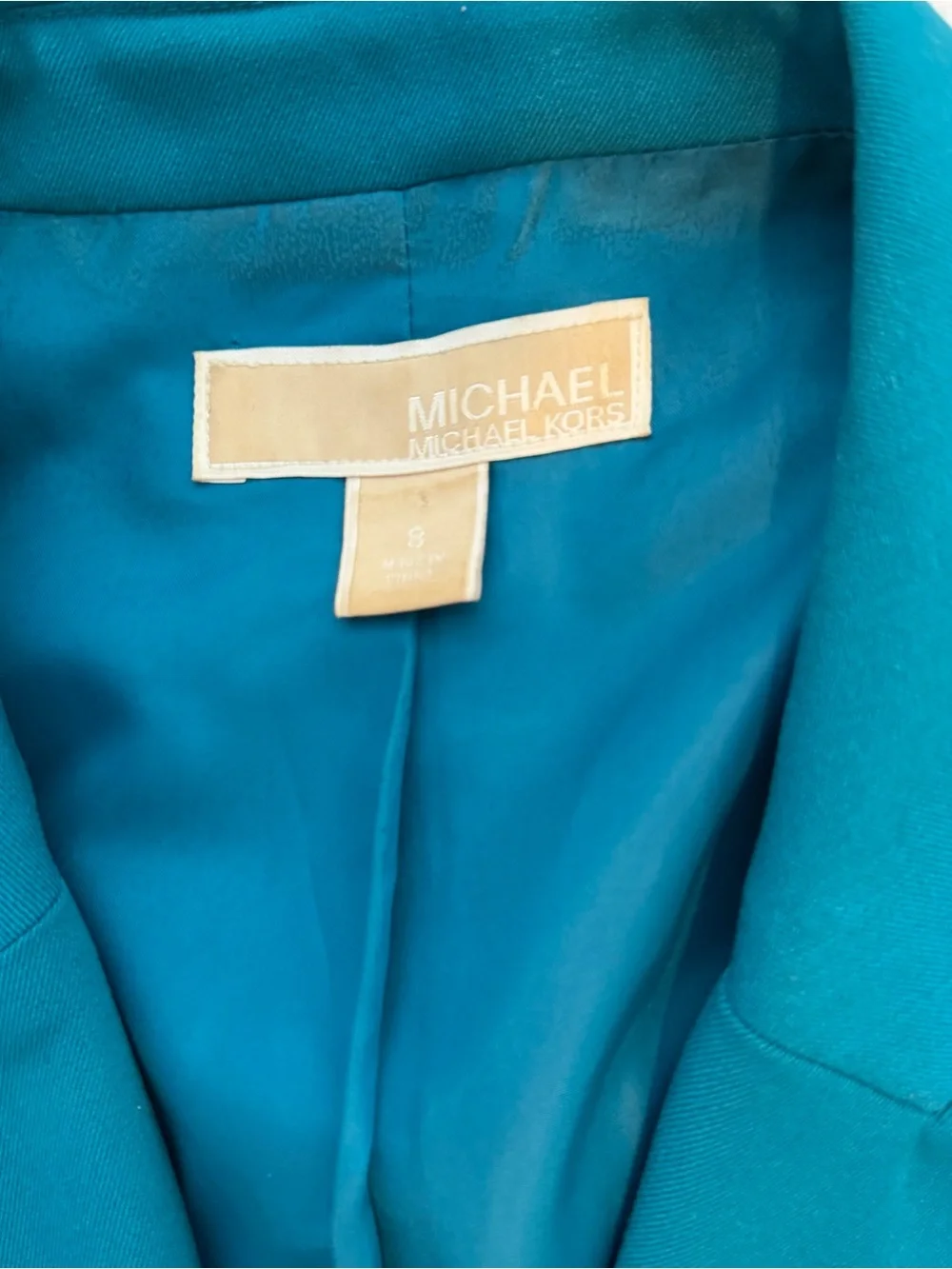Michael Kors Teal Single-Button Tailored Blazer